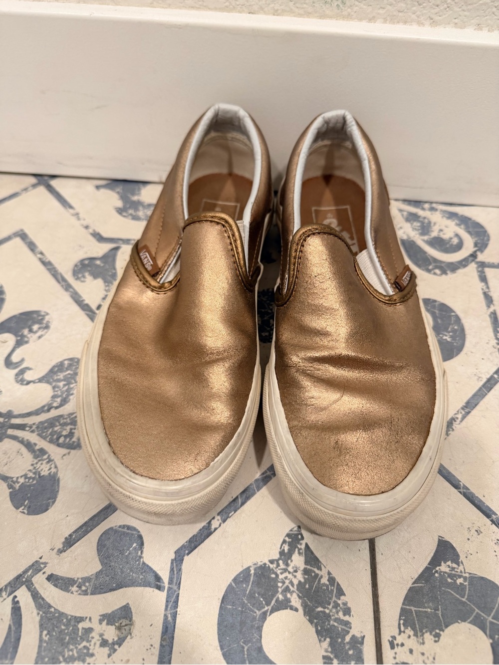 Vans Metallic Gold Slip-On Sneakers